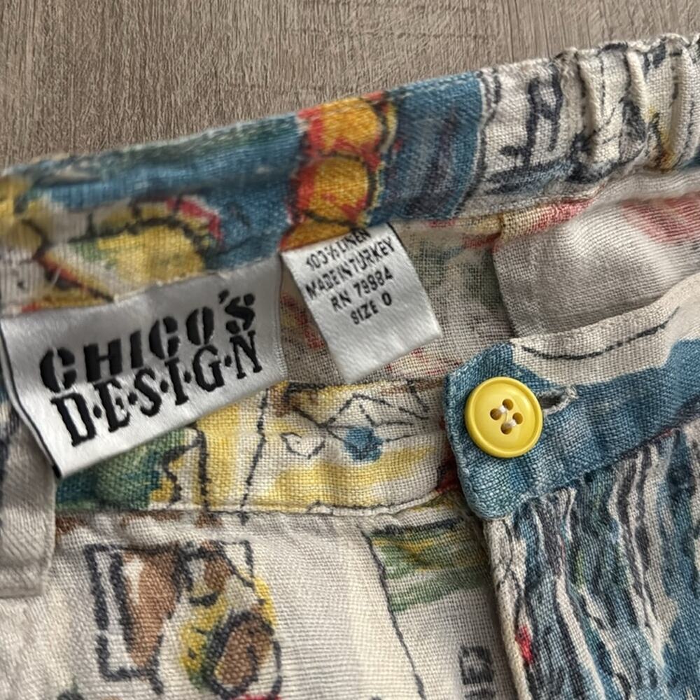 Chico’s Linen Colorful Vaca Crop Pants Size 0/ size 4/6 - Picture 5 of 5